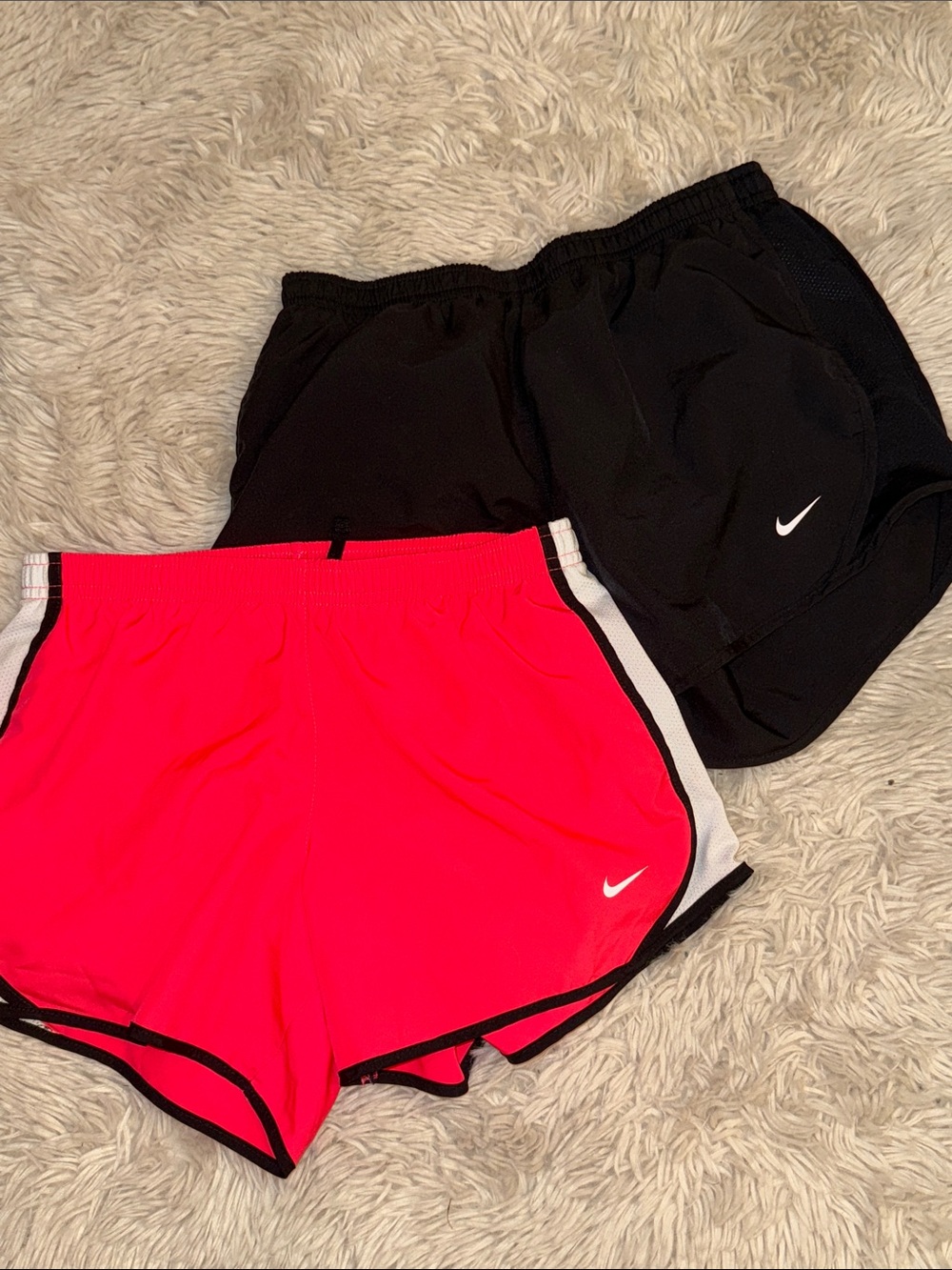 Lot of 2 Nike Athletic Shorts - Neon Pink & Black youth large